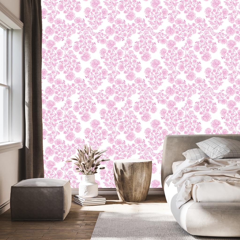 Wallpaper Flowers powder pink and white, powder pink background 50x1000