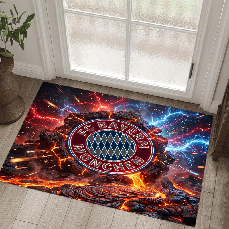 FC Bayern Design Kristall Samt Teppich Gemütlich Nicht?Rutschfester Teppich mit Aufdruck für Schlafzimmer Wohnzimmer Eingang