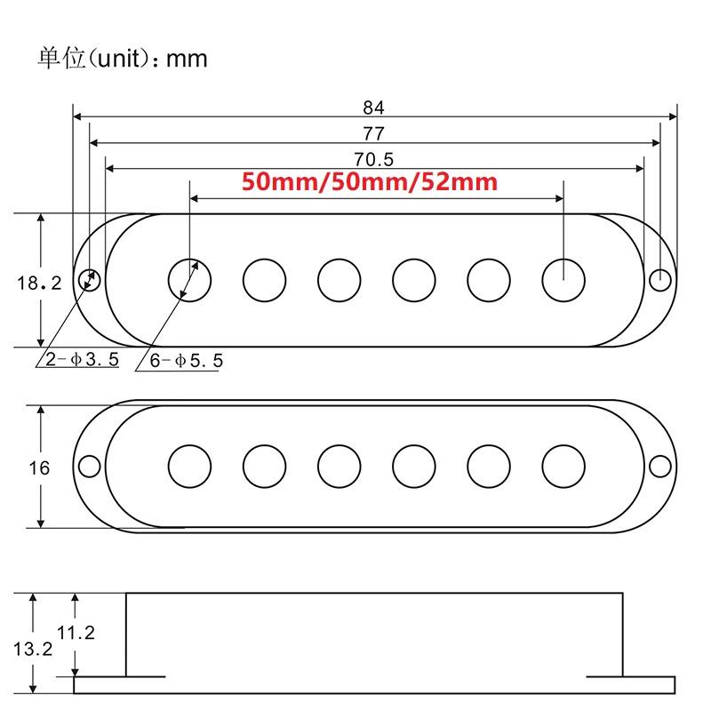 FLEOR Set von 50/50/52mm ST Single Coil Gitarren Tonabnehmer Abdeckungen 2 Ton 1 Volume Regler Schalterspitzen SSS Gitarrenteile