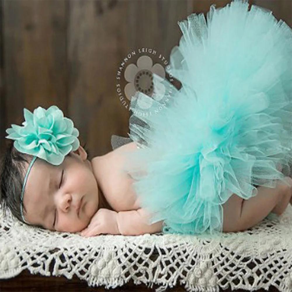 Infant Suit Headband Set Clothing Baby Girl Summer Dress Cute Princess Newborn Outfit Costume Photography Props Accessories