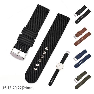 Soft and Comfortable Nylon Watchband Canvas Strap Waterproof Watch Band18mm20mm22mm24mm