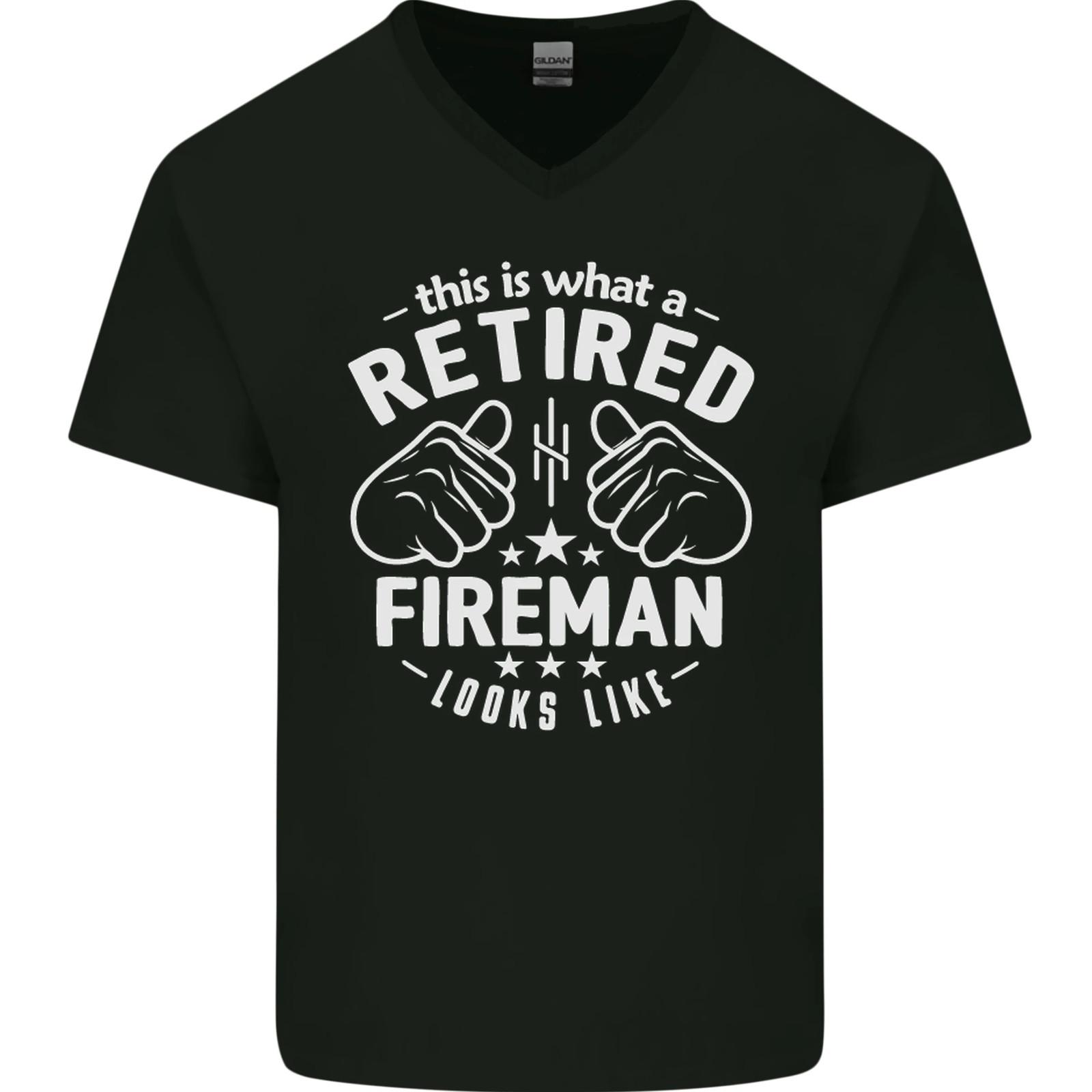 This Is What a Retired Fireman Looks Like Mens V-Neck Cotton T-Shirt 4XL