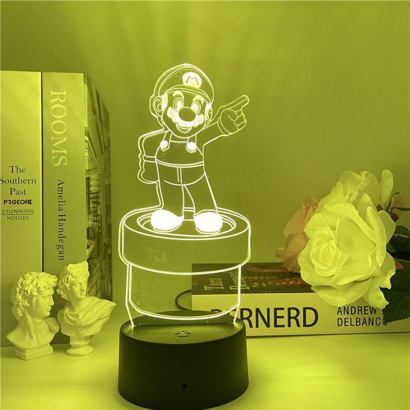 Super Mario Usb Night Light With Color Changing Led For Gaming Room Decor