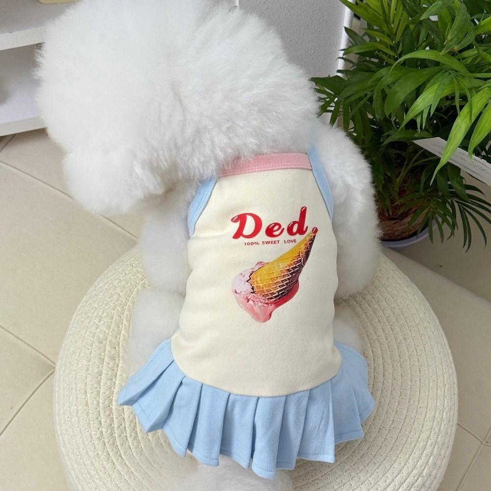 Cartoon Print Pet Ice Cream Camisole Vest Thin Breathable Comfortable Clothing Small Dog Dress Pet Tank Top Puppy Teddy
