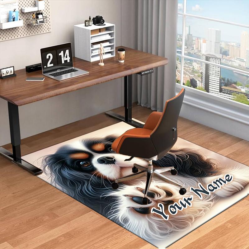 1PC Custom Name Cavalier Charles Spaniel Portrait Theme Floor Mat Ideal for Living Room, Game Rooms, Office, Bedroom, Floor Mat Playful Design