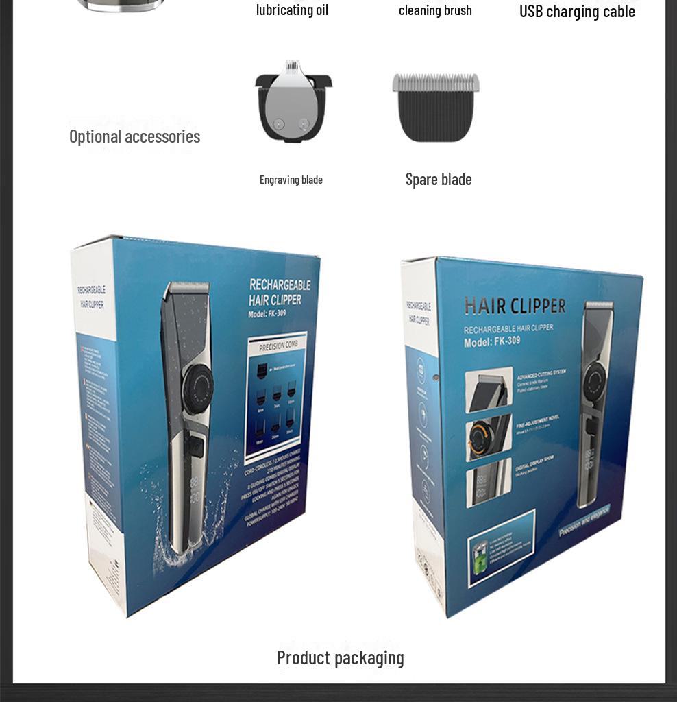 Fast-Charging Electric Hair Clipper with LCD Display and Ceramic Blade for Home Use