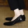Soft Leather Shallow Mouth Flat-soled Single Shoes Women's Autumn New Soft-soled One-pedal Square-headed Beanie Shoes