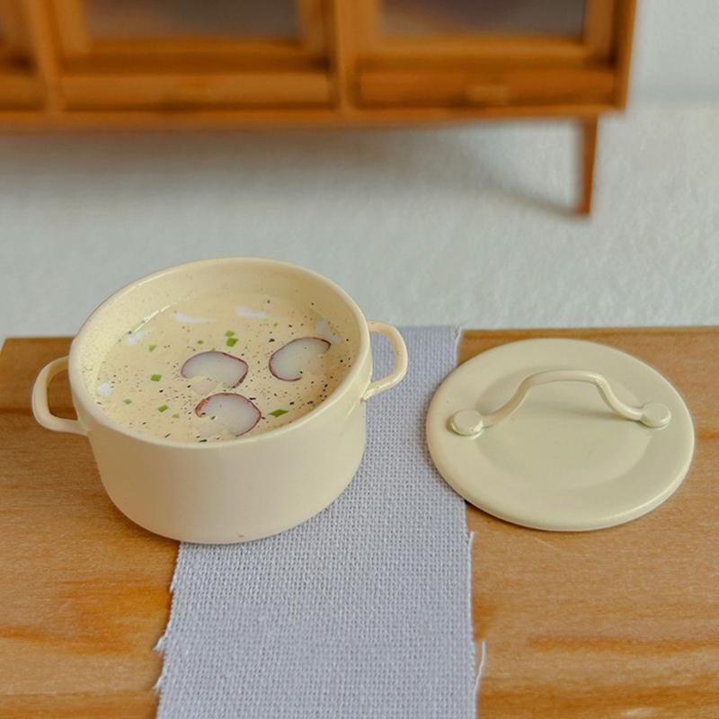Detailed Miniature Cream of Mushroom Soup Model Figure Doll House Accessory For Kitchen Scene Arrangement Decoration