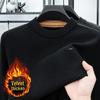 Hengyuan Men's Thick Plush Knit Wool Sweater, Round Neck, Casual Warm Outerwear & Base Layer