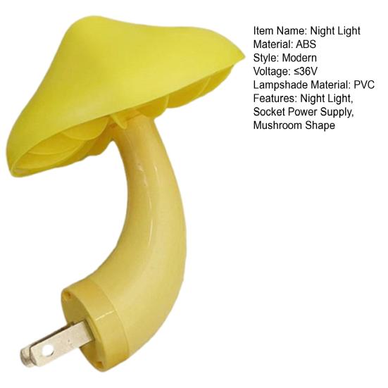 Nachtlampje Paddestoelvorm LED Nachtlampje Stekkeradapter Zacht Warm Licht Decoratieve Verlichting voor Kinderkamer Slaapkamer
