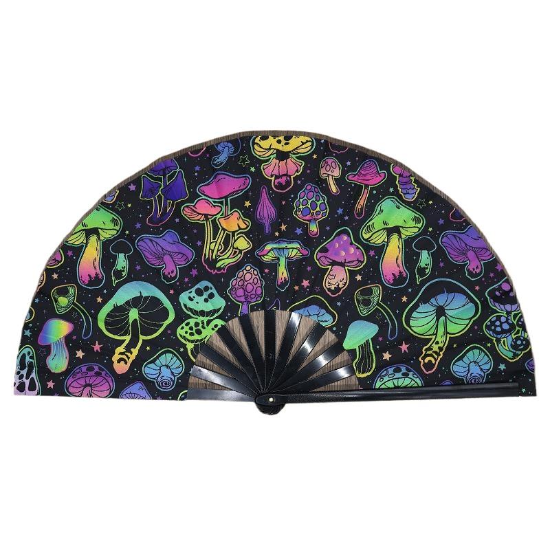 33cm Gradient Colorful Reflective Foldable Fan Large Folding Hand Rave Fan Chinese Japanese Music Festival Fan Dance Fan Gifts