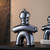 Ceramic Handicrafts Chinese Traditional Retro Abstract Sculpture History Human-shaped Sculpture Gold Font  Decorative Figurines