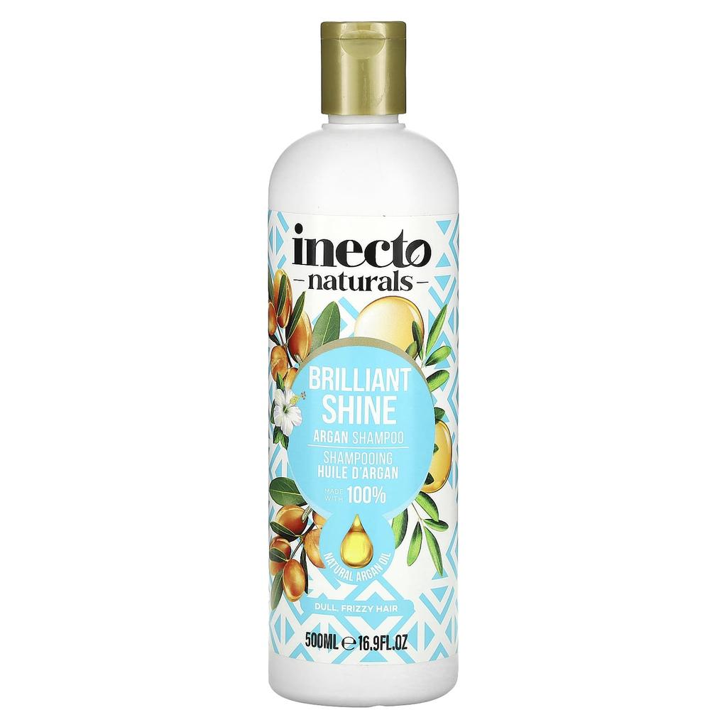Inecto, Natural, Brilliant Shine Argan Shampoo, Dull and Frizzy Hair, 500 ml (16.9 fl oz)