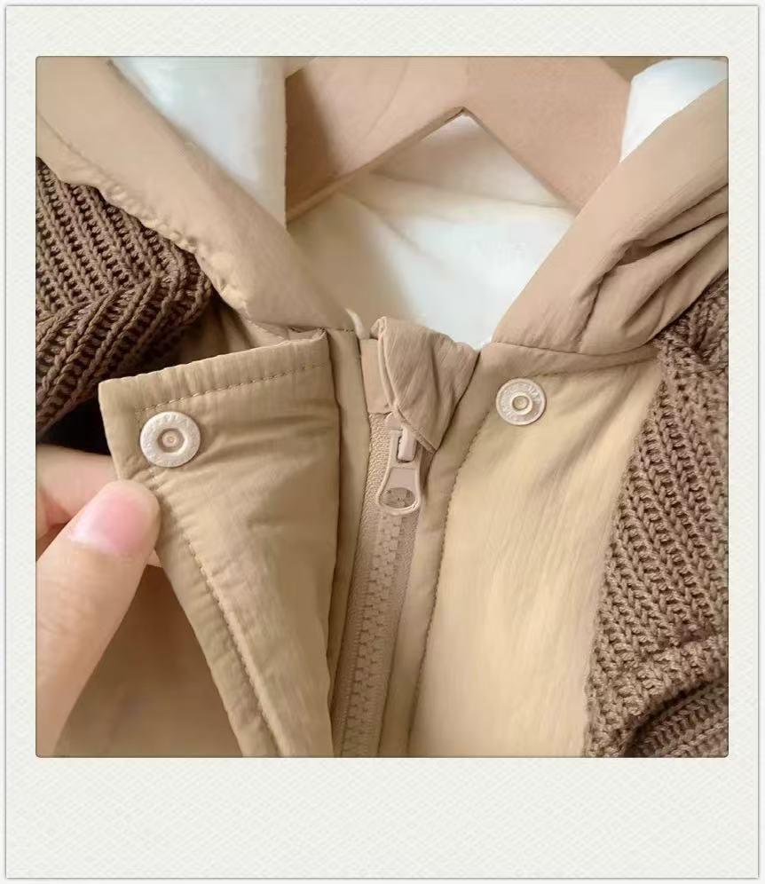 Fashionable Winter Warm Fleece-Lined Baby Girl Cotton Romper & Jacket