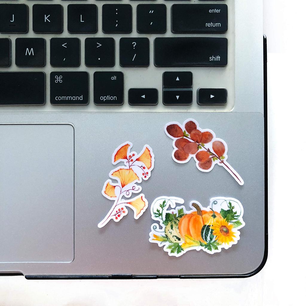 Navy Peony Pumpkin Halloween Watercolor Stickers and Stickers for Water and Journals & (25-Count) - Cute, Water-Resistant, Long-Lasting Bottles,