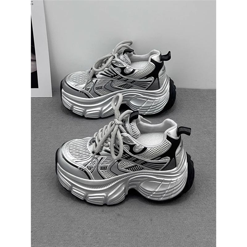 Dad Shoes Women's Small 2025 New Casual Sports Shoes Spring and Summer Breathable Mesh Super Fire Thick-soled Heightening Shoes