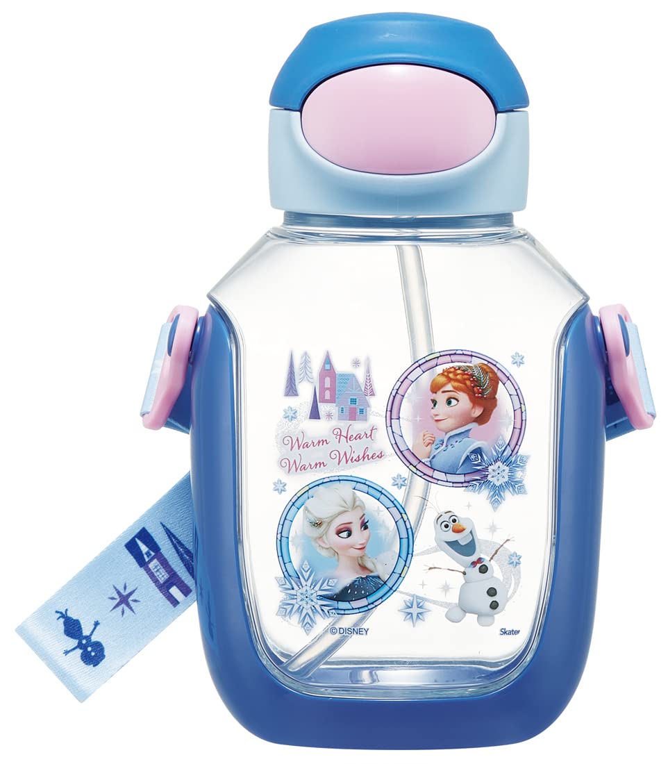 

Skater Water Bottle with Disney Frozen for Straw, 530ml, 23, One-Push Operation, Girls, PDSH6DX-A