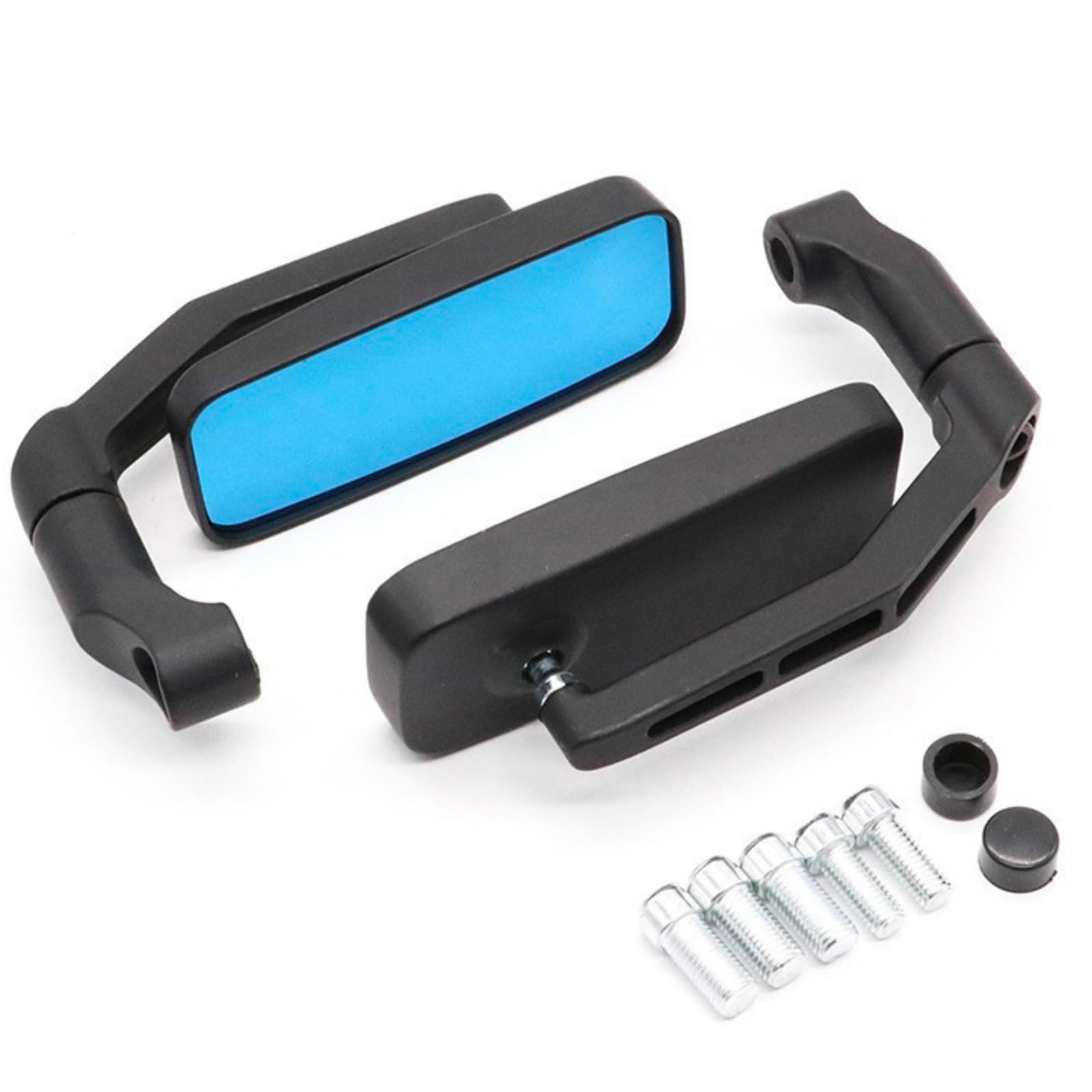 

DIZLAS Motorcycle Mirror Clamp Mirror Square Mirror Folding Custom Left and Right (Black)