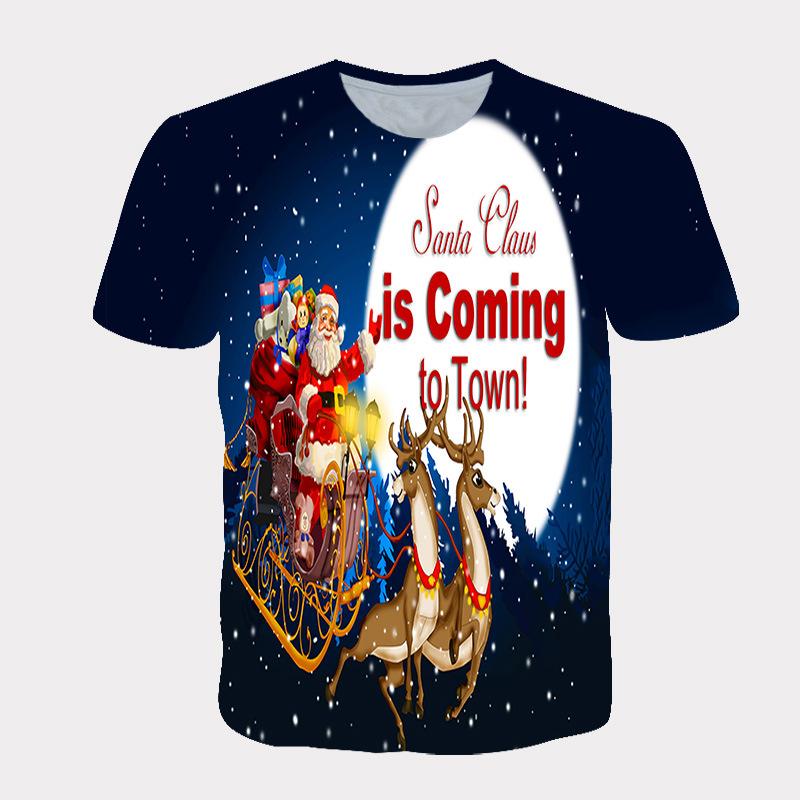 

Летний топ с круглым вырезом и 3D-принтом на рождественскую тематику, модная повседневная футболка с коротким рукавом для детей и мальчиков 160