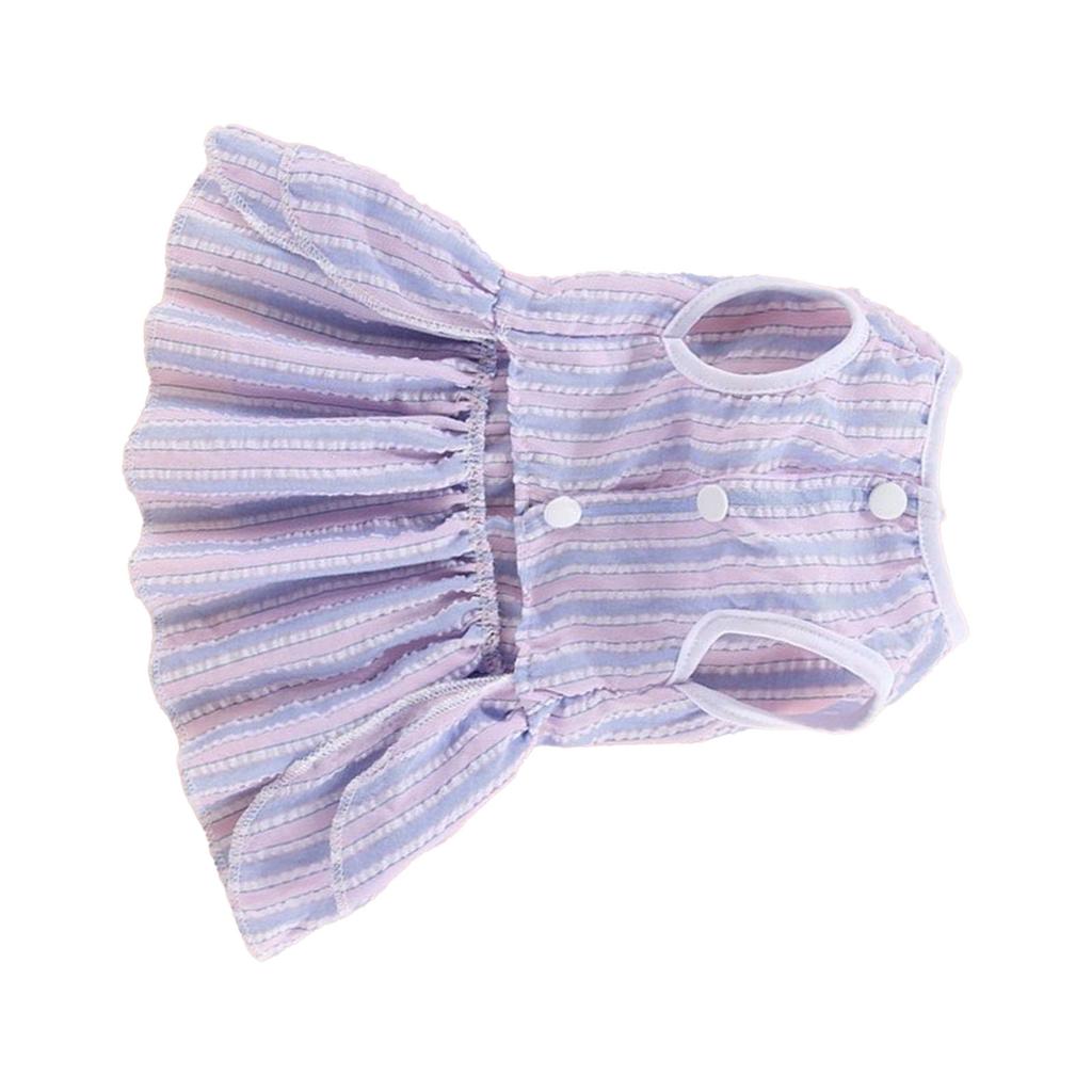 Haustier Gestreiftes Kleid Atmungsaktiv Frühling Sommer Katzenkleid mit Schleife für Französische Bulldogge Bichon Teddy Pomeranian