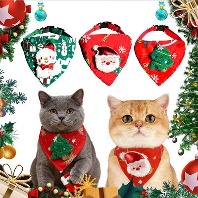 Adjustable Cute Christmas Dog Collar Dirt-Resistant Christmas Decor Dog Bandanas Universal Soft Cat Collar Pet Scarf Decoration