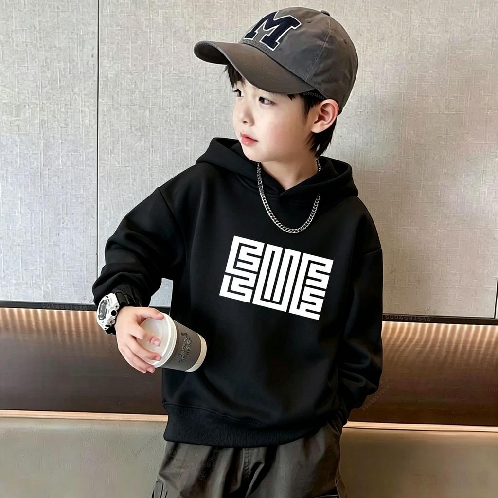 Sweat à capuche tendance Y2K dernière mode avec imprimé lettres pour enfants, pour le port quotidien en automne et en hiver et la rétention de chaleur