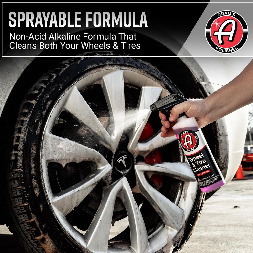 Polishes Wheel Tire Cleaner Unique Chemical Formula Combines Our Wheel Tire Rubber All in One Formula Works on Clear and Painted Rims Adam's & -