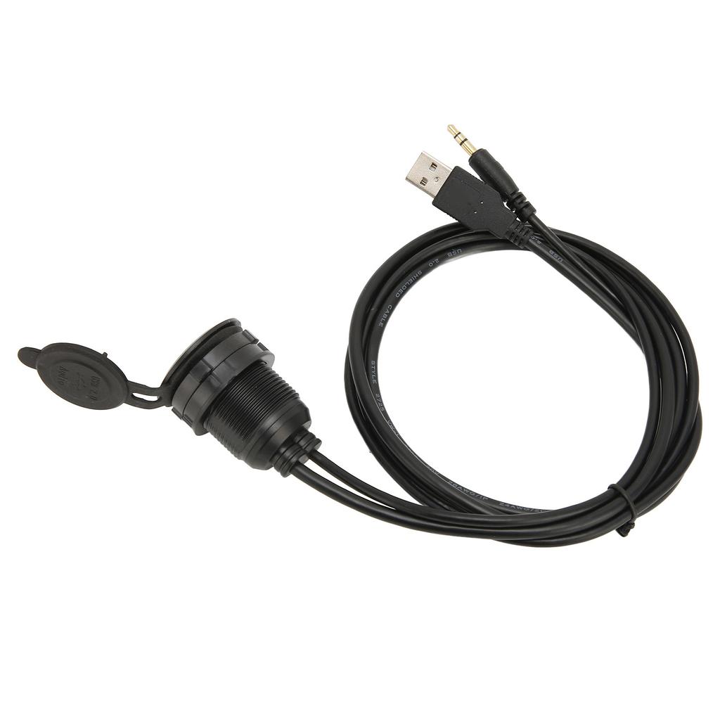 USB 2.0 3.5mm AUX Extension Cable Male Female Connection Flush Mount Extension Cable for Car Bike