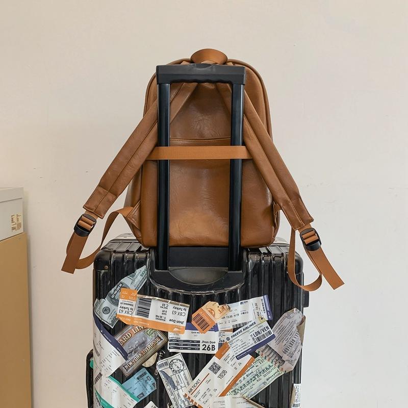 Men's Leather Backpack Large Capacity Travel Backpack Student School Bag Female Computer Bag