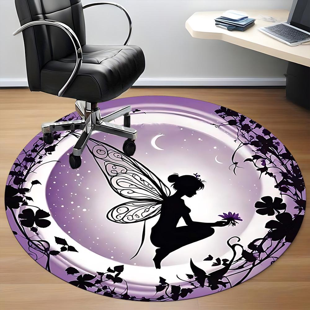 1pc Fairy Garden Office Round Area Rug, Indoor Mat Suitable ForOffice, Under Office Chairs Bedroom Living Room Home Decor, Room Deco, T145