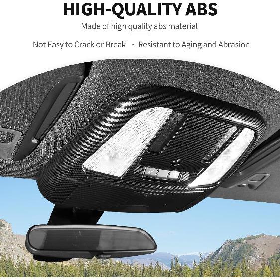 JeCar Front Reading Light Panel Cover Trim Compatible with Jeep Grand Cherokee Interior Accessories 2011-2020, Carbon Fiber