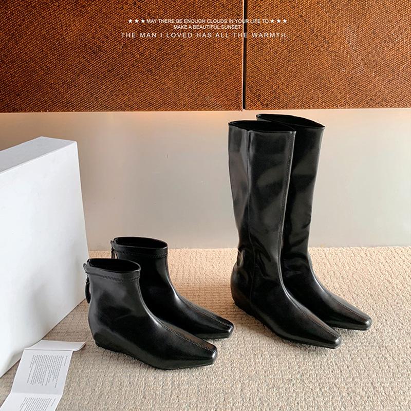 Small inner height-increasing boots for women 2025 autumn and winter new thin square-headed knight boots versatile boots for women