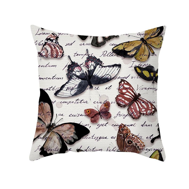 Colorful Butterfly Series Sofa Pillow Cover Nordic Peach Skin Print Office Cushion Pillow Cover Home