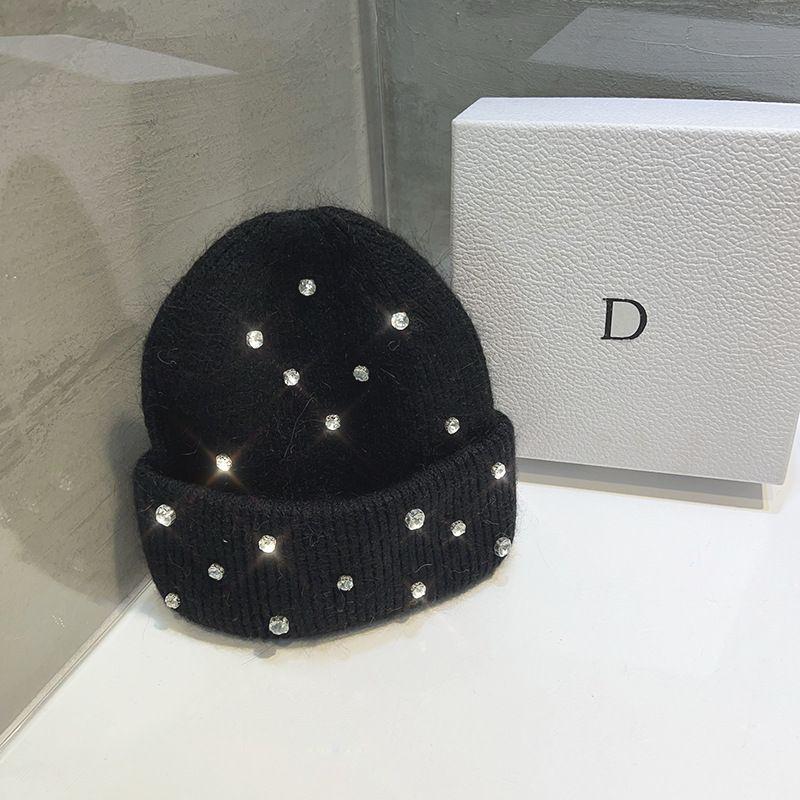 Autumn And Winter Heavy-Duty Pearl Wool Hat Pearl  Knitted Hat Warm Ear Protection