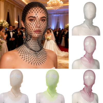 Netzhut Strass-Design Hohler Kapuzenhut Einfarbig Atmungsaktiv Elastisches Netz