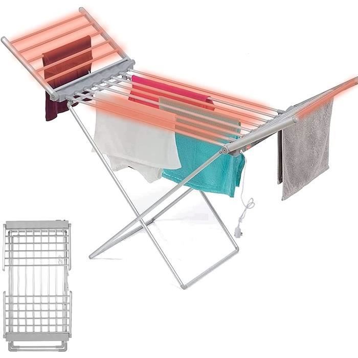 45-55℃ Sèche-Linge électrique, 50Hz-230W électrique Sèche-Linge Pliable, 18 Barres, étendoir à Linge Chauffant électrique Ailé A601