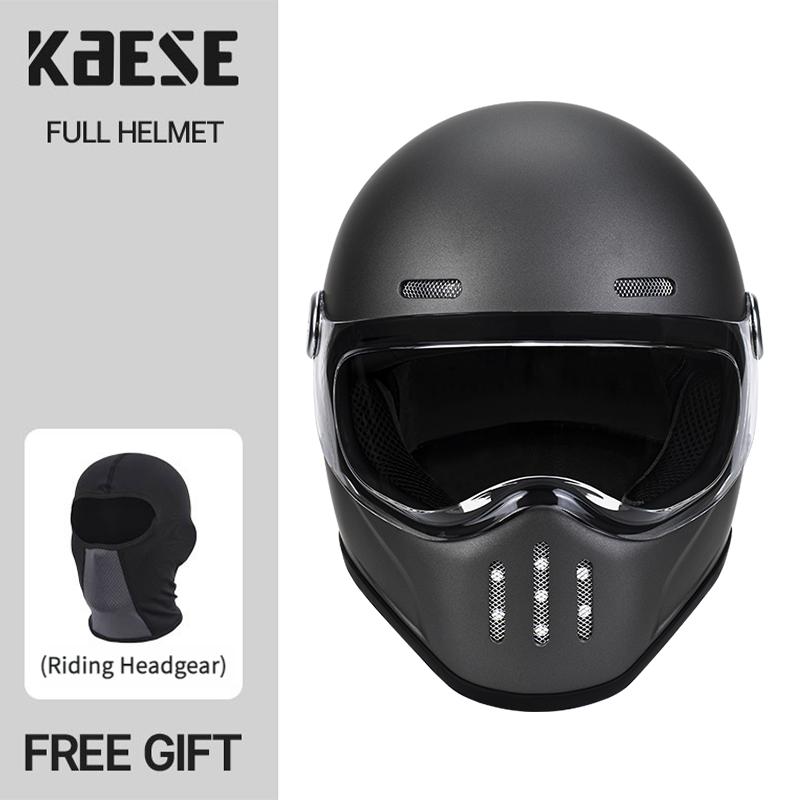New Fashion Retro Motorcycle Helmets Fiberglass Shell Vintage Cafe Racer Fiber Glass Full Helmet for Motocross Scooter