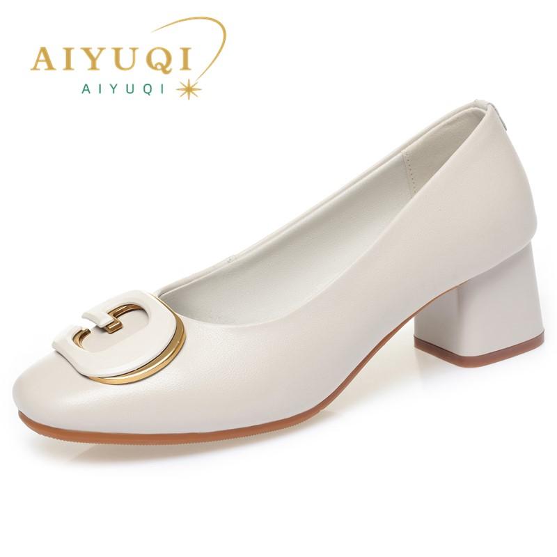 Fashion AIYUQI Women Dress Shoes Spring 2025 Genuine Leather Round Head Women's Office Shoes Fashion Work Shoes Ladies
