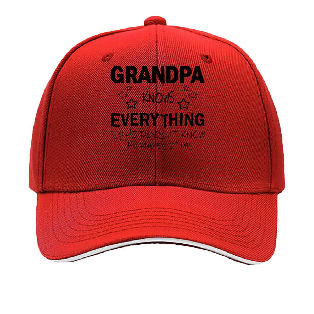 Grandpa Knows Everything If He Doesnt Know Quote Sandwich Baseball Cap Unisex Women Sun Cap Outdoor Workouts Hat One Size