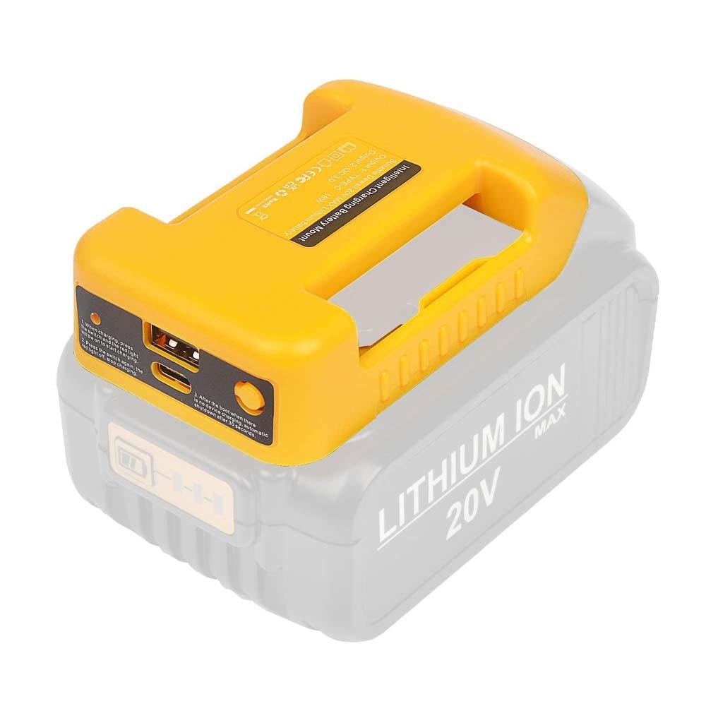 20V Input Battery Adapter Converter USB C Output USB A Output Dual Output Power Adapter for DeWalt 18V‑20V Lithium‑ion Battery