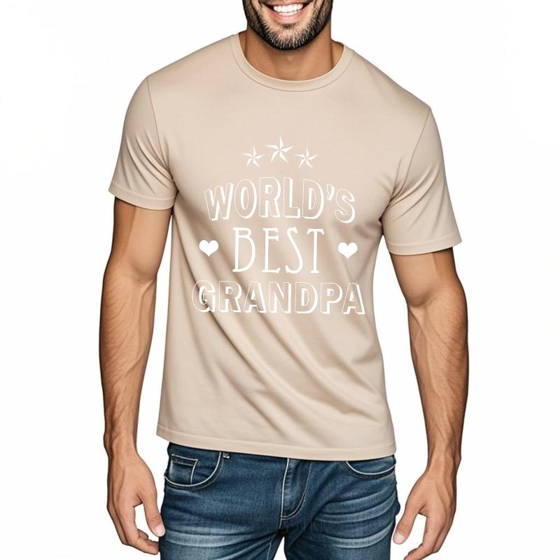 New Arrived Women Oneck Tshirt Cotton Worlds Best Grandpa With Stars And Hearts Retro For Unisex Teeshirt Male Summer Teeshirt