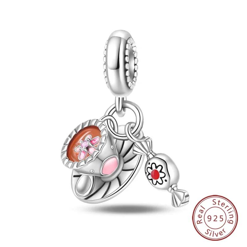925 Sterling Silver Pumpkin Candy Chocolate Coffee Cup Strawberry Cake Charms Beads Fit 4MM hole diameter Bracelets DIY Jewelry