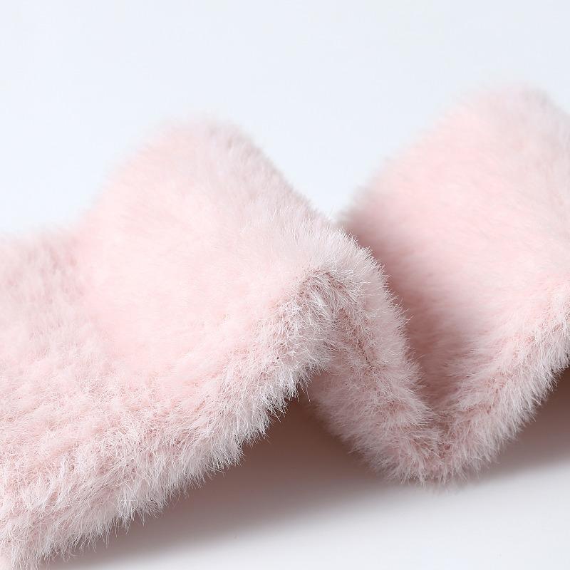 Pink Fingerless Gloves Y2K Wrist Warmers Arm Warmers Gloves for Women Chic Streetwear Fall Winter Mink-Like Velvet Gloves