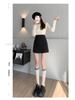 Petite High Waist Zipper Slit A-line Mini Skirt – Spring & Autumn Slimming Hip-Hugging Style.