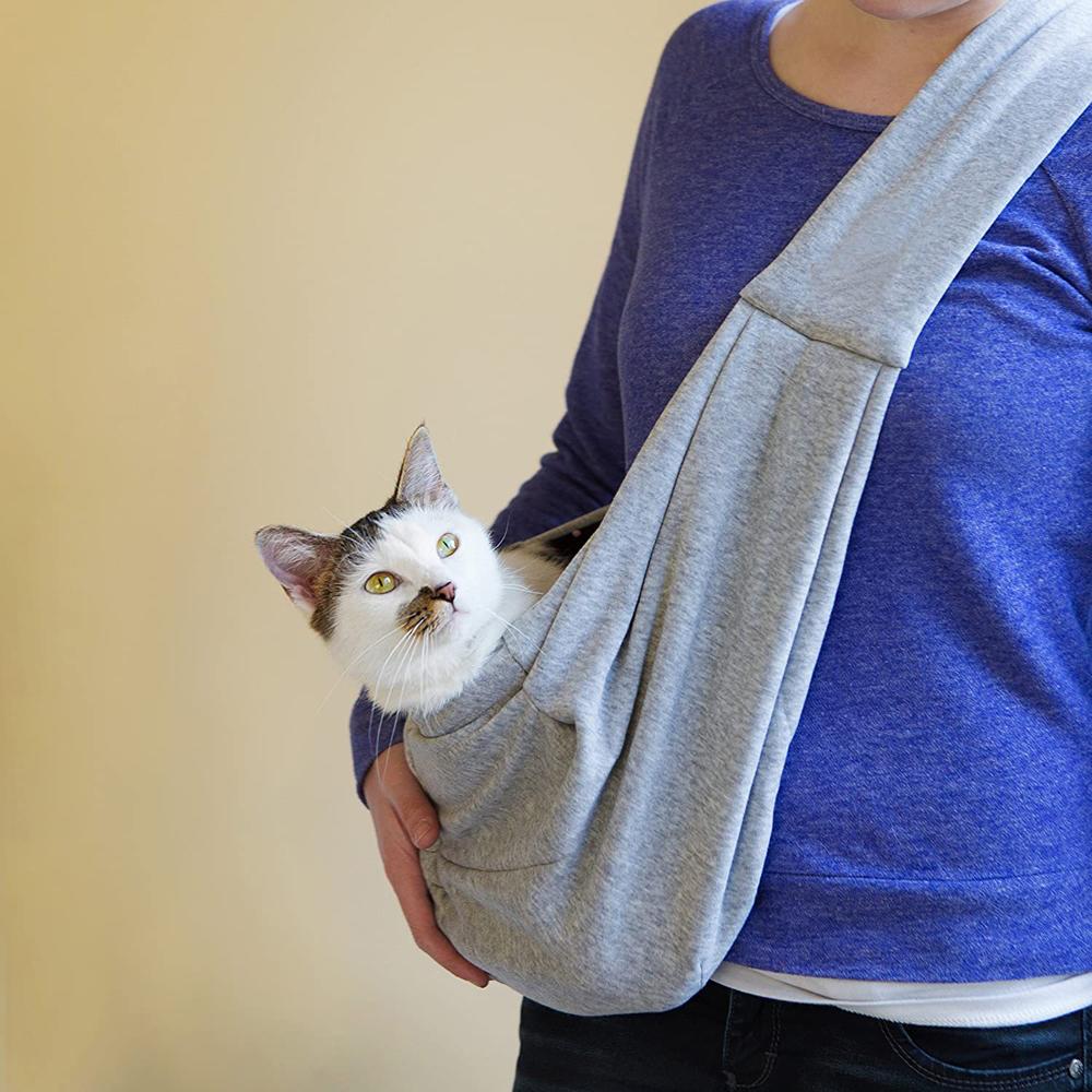 Dog Carrier Sling Adjustable Pet Crossbody Carrier Reversible Puppy Carrier Travel Safety Shoulder