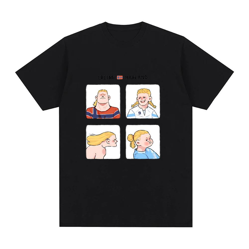 Koszulki z Memami o Haalandzie Zabawne Męskie Damskie Uroczy Nadruk Kreskówkowy Koszulka Codzienna Bawełniana Luźna Krótki Rękaw Letnie Topy Streetwear