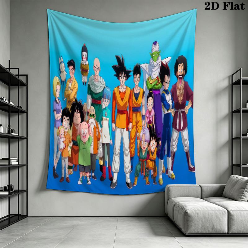 Cute Cartoon Son Goku Wall Tapestry Aesthetic Wall Hanging Printed Fabric Blanket Decorative Tapestries For Bedroom Living Room Home Decor