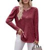 2023 Autumn Loose Tshirt Bubble Sleeve Stripe Shirt Women Office O-Neck Casual Shirt Women Top Solid Top Elegant 28653