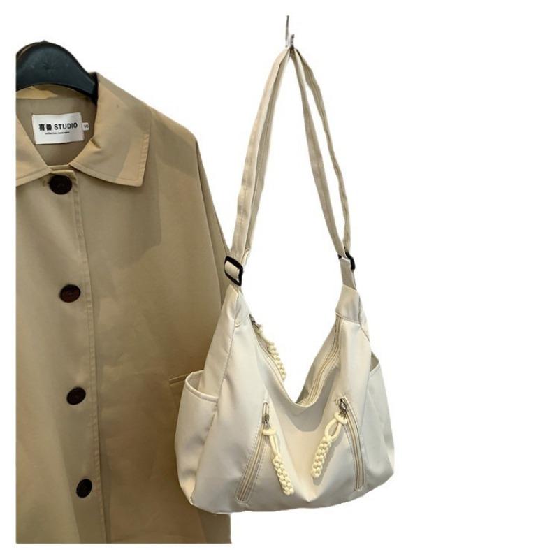 High Aesthetic Fashion Commuter Large Capacity Shoulder Bag Women Casual College Student Class Tote Bag Wide Strap Crossbody Bag