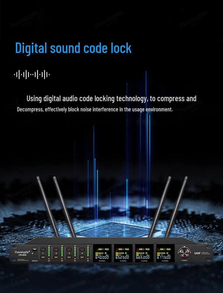 UHF Wireless Gooseneck Headset Microphone - 1-to-4 Infrared Frequency Matching for Conferences & Training Rooms